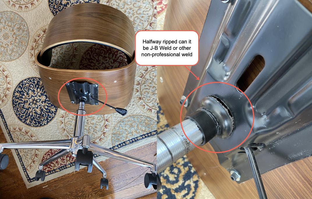 furniture Advice on fixing torn metal base connecting to stem of