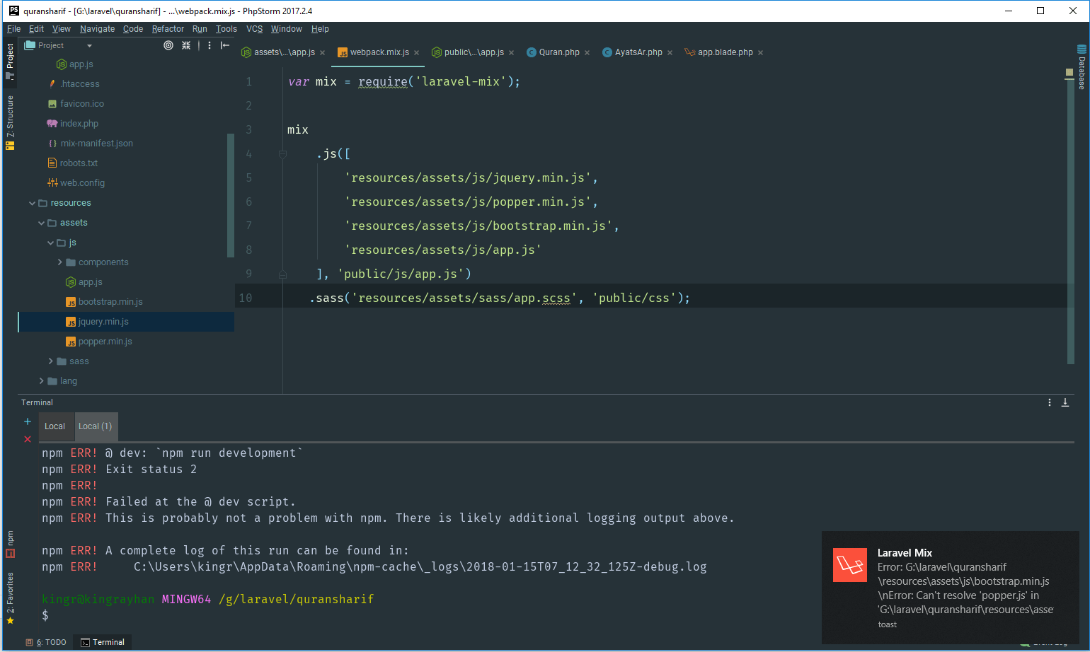 javascript Can't add bootstrap.min.js within laravel mix Stack Overflow