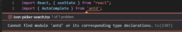reactjs VSCode Cannot find module 'antd' or its corresponding type