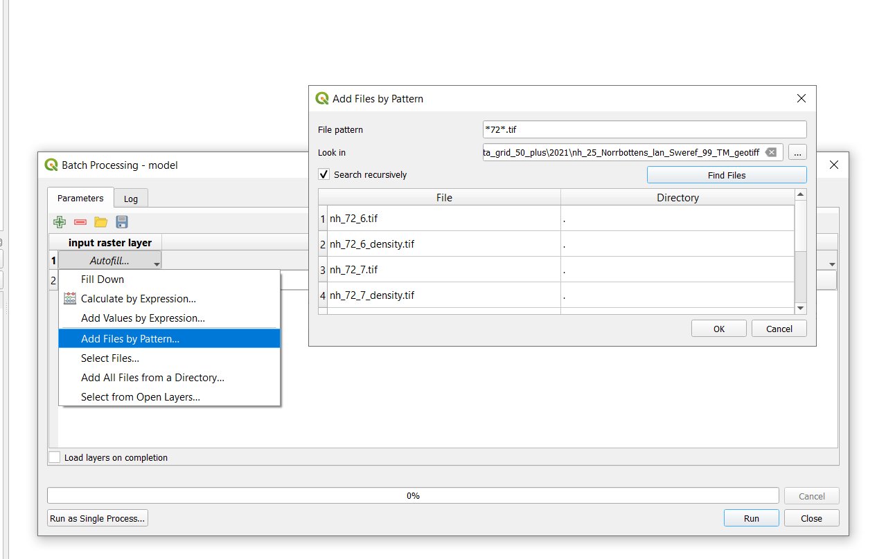 Choose all the files of a folder as an input to run a process in the