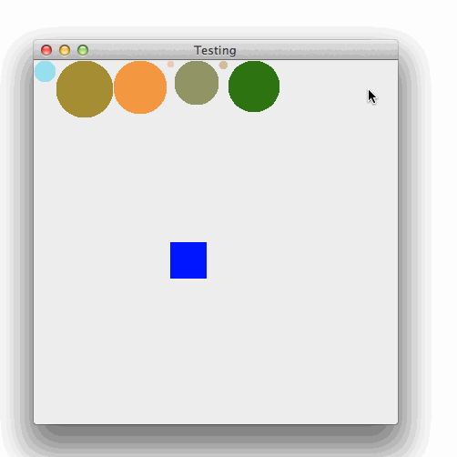 java how to space out random circles across a JPanel when using an