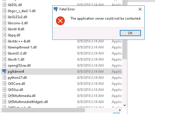 pgAdmin 4 error with PostgreSQL binary installation