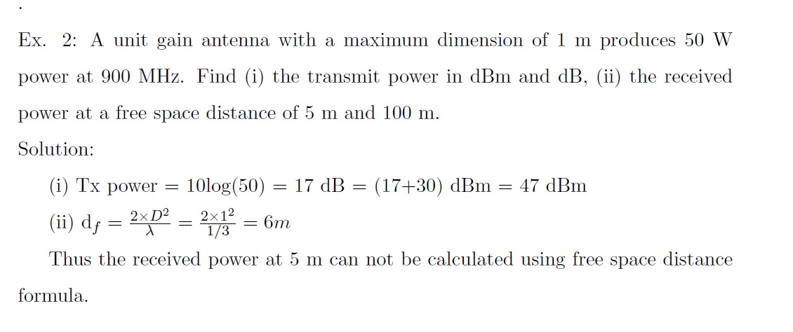 Conversion of transmitter power from Watts into dB Signal Processing
