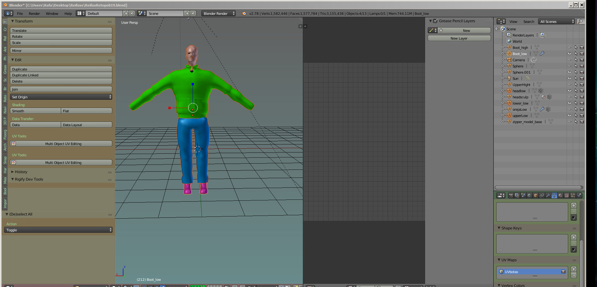 modeling it is possible to rig a character with multiples objects
