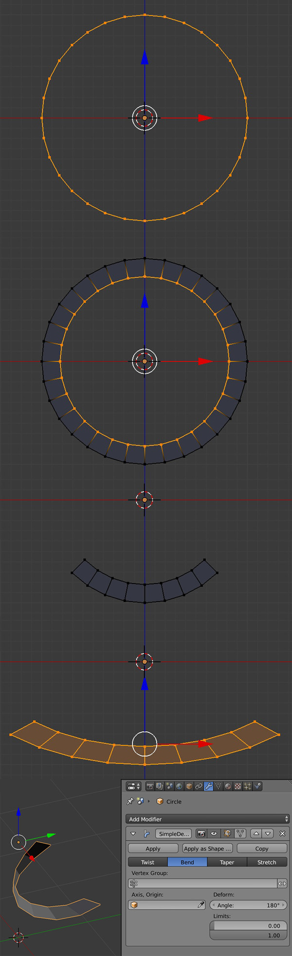 transforms Flat arc to 3D curve Blender Stack Exchange