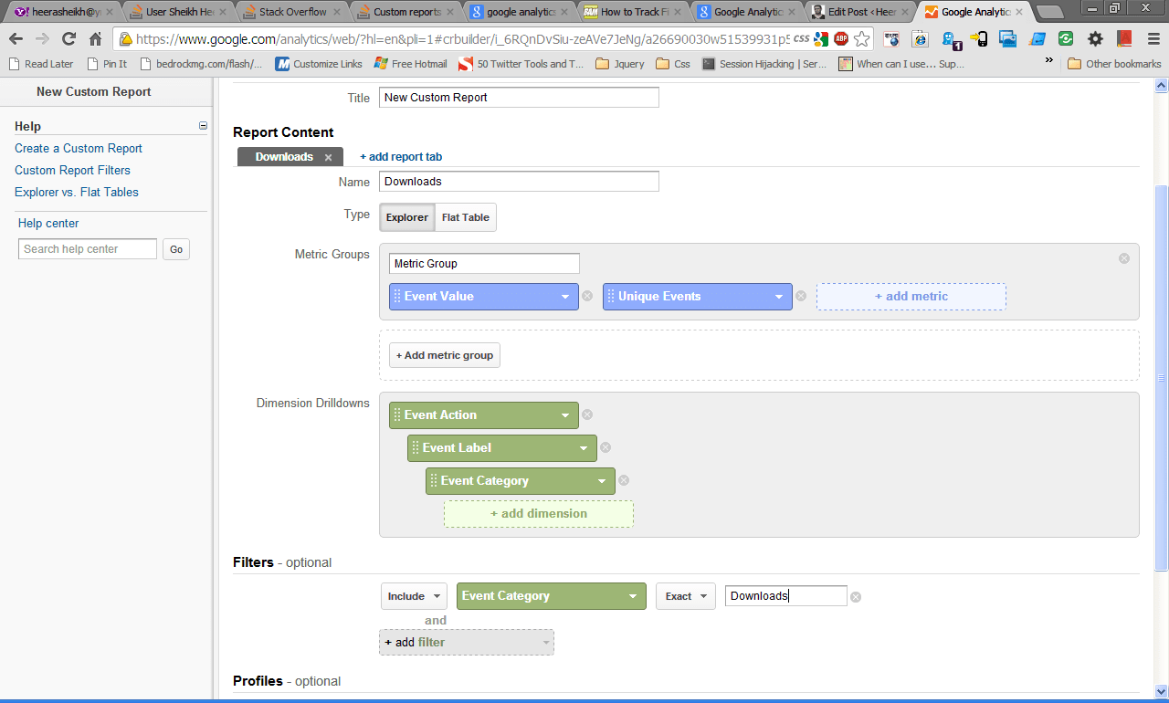 Custom reports showing download events in Google Analytics Stack Overflow
