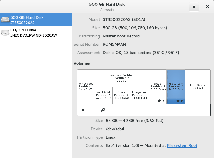 linux Why are Fedora partitions not listed under the extended