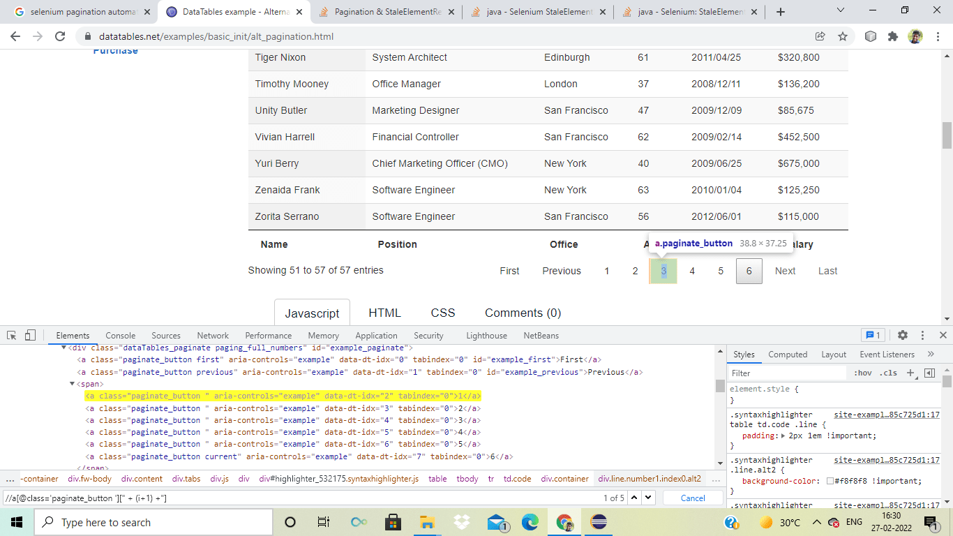 java StaleElementReferenceExcpetion While paginating selenium Stack Overflow