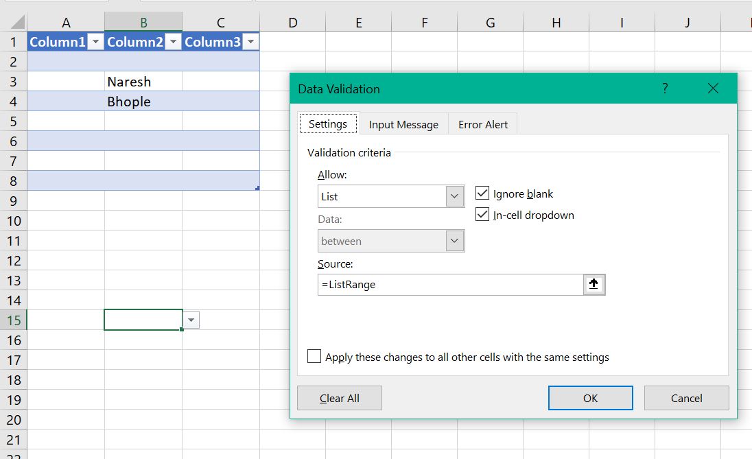 vba Excel Help Dynamic range + Data Validation Stack Overflow