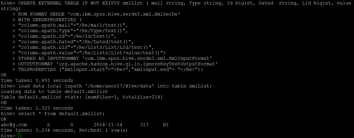 hiveql Parsing nested xml file return null data in hive Stack Overflow