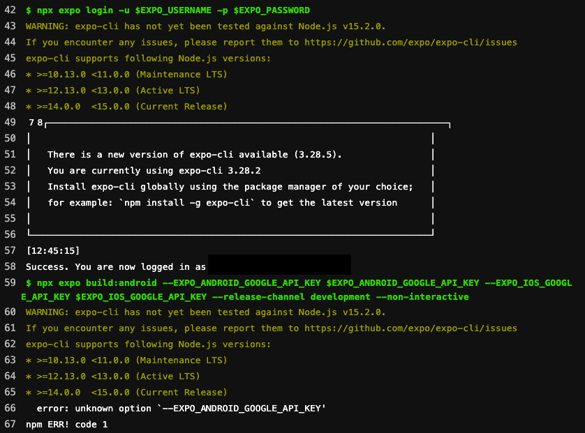 react native environment variables in Expo when building with GitLab