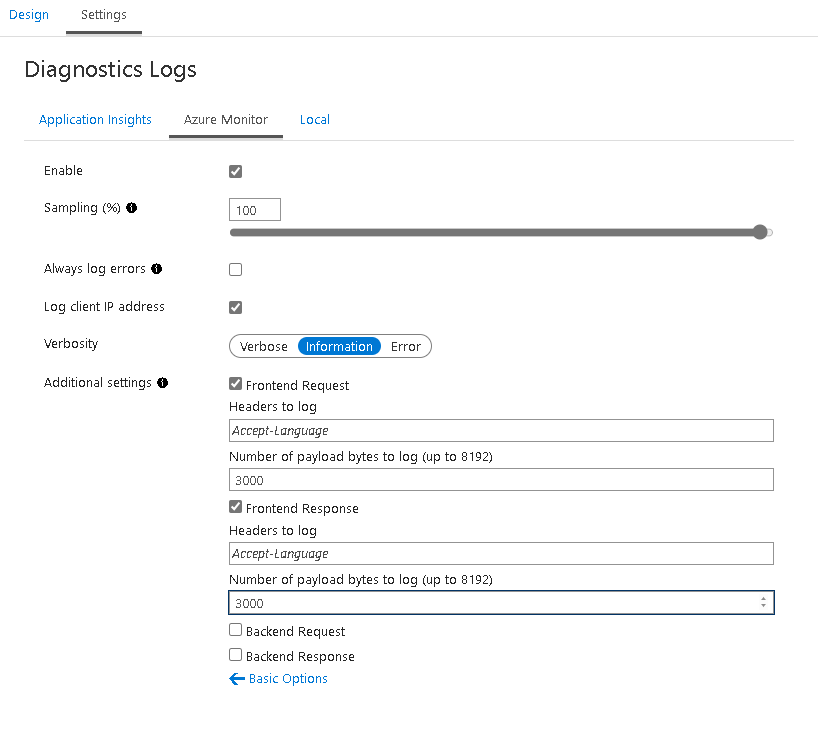 Azure APIM differences between enable Application Insights v Azure