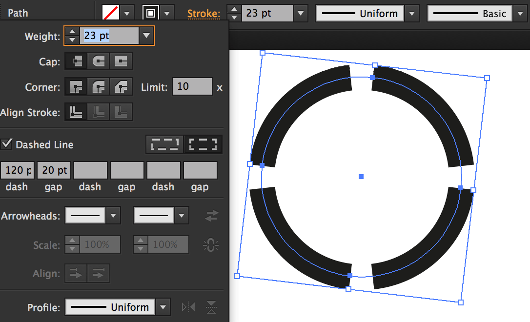 shapes How to create an outlined circle with centered horizontal and