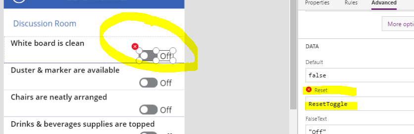 r/PowerApps I'm having trouble getting a variable to reset within.