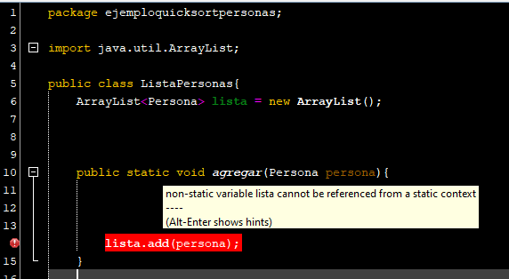 java ¿Cómo puedo dar solución a este problema? nonstatic variable