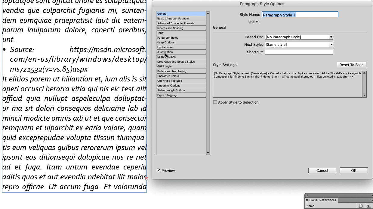 adobe indesign How do I neatly flow website link texts across