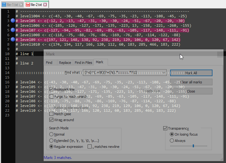notepad++ Bookmark identical lines in other files Stack Overflow