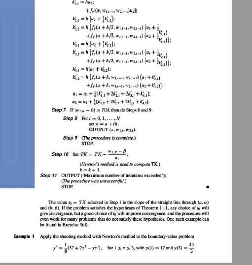 Algorithm 11.2 Shooting Method (Burden and Faires) Python