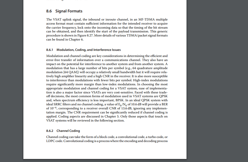 electrical engineering - What signal formats are used for VSAT systems