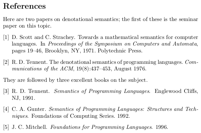 bibliographies How to add running text between bibliography items