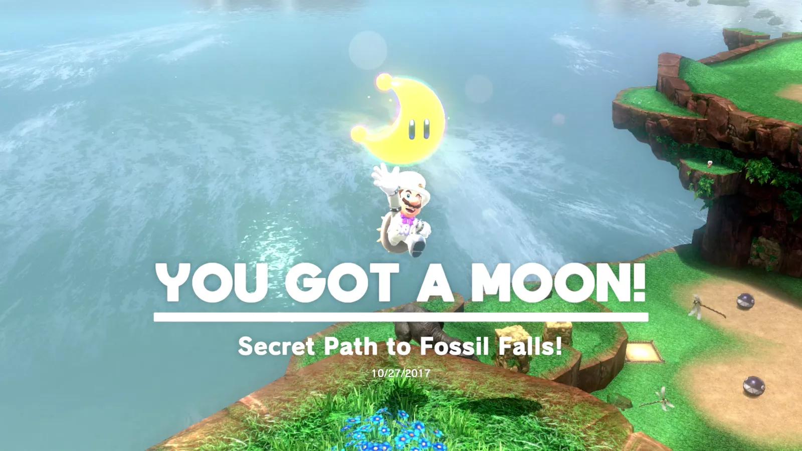 super mario odyssey Cascade Kingdom floating island Power Moon Arqade