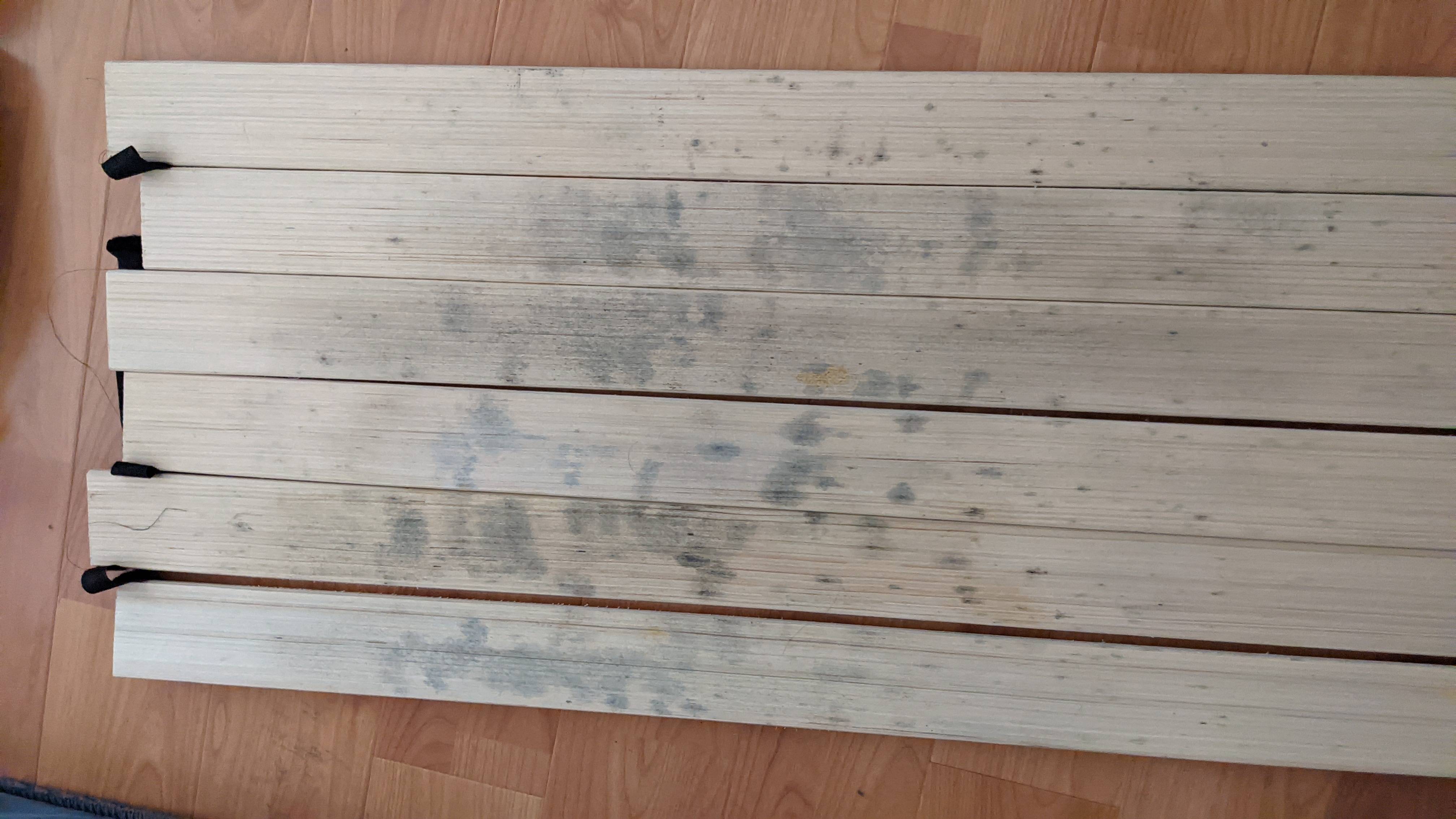 mold Blackish Stains on bedframe slats Home Improvement Stack Exchange