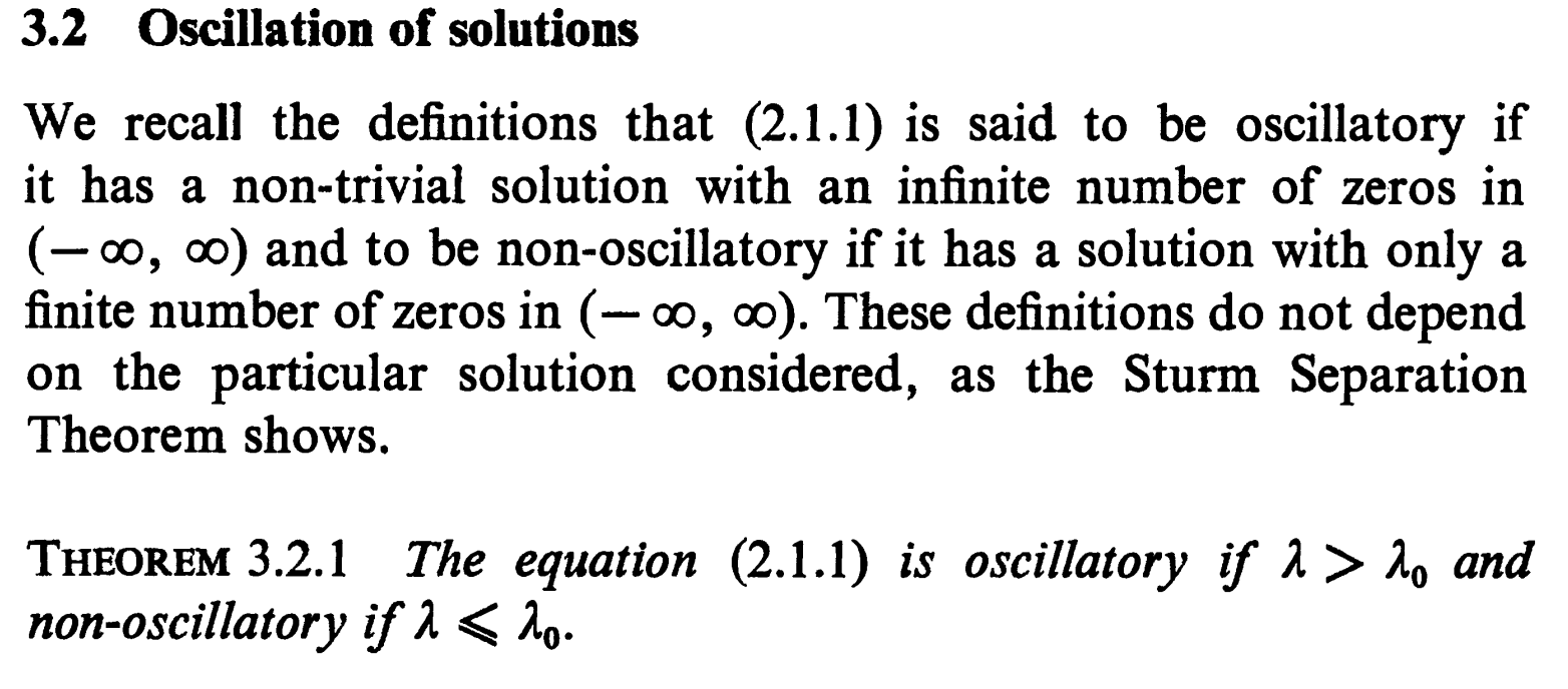analysis About the definition of an oscillatory differential equation