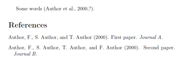 natbib BibTeX Chicago style citation with same first authors TeX
