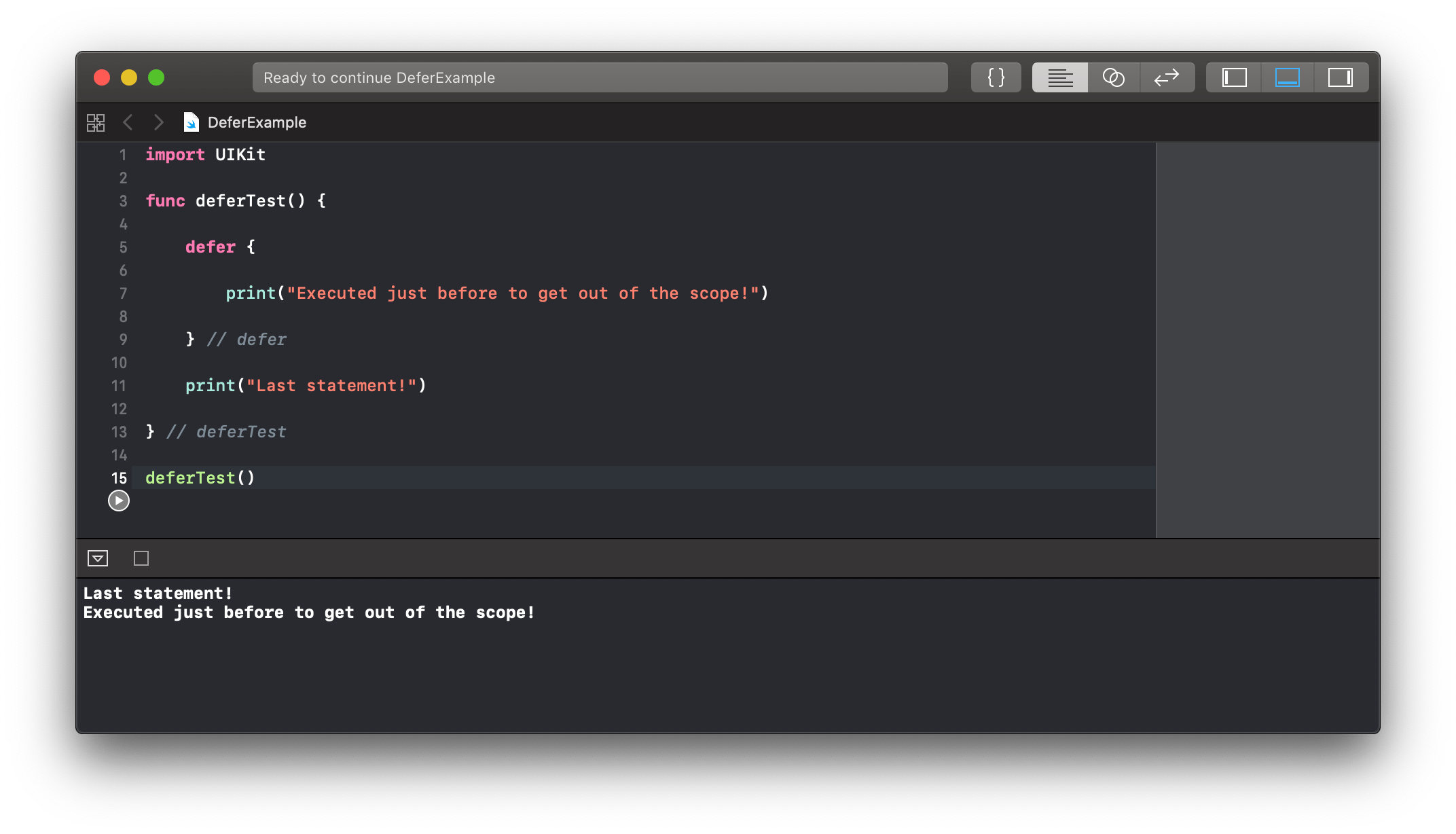 swift2 How can I run code after the return statement in a function in
