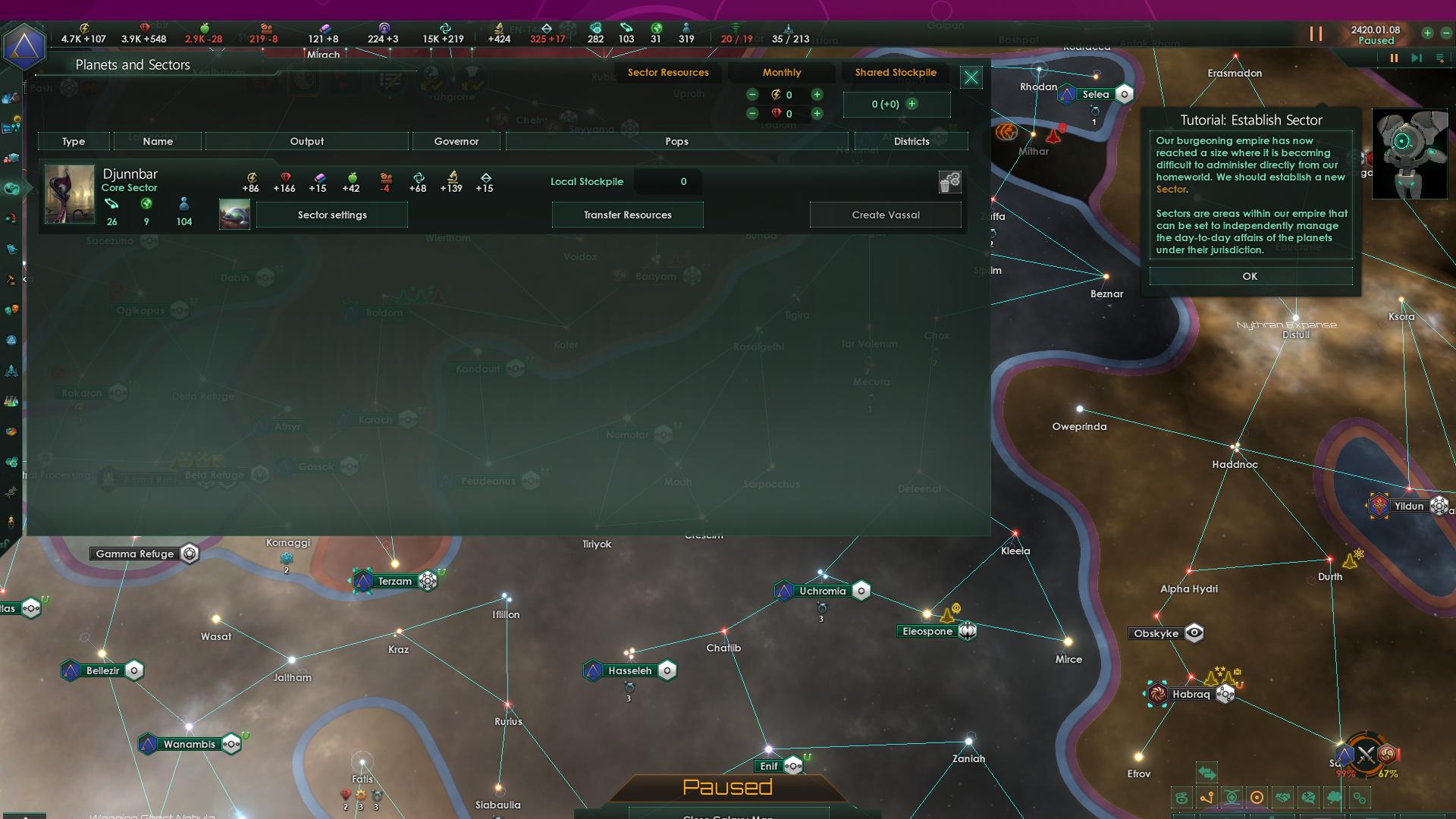 ¿Cómo creo un Sector en Stellaris ? stellaris