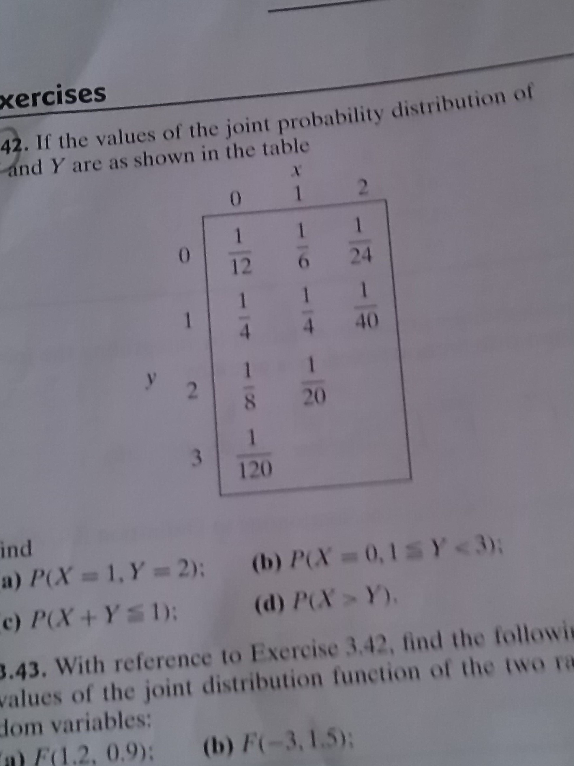 statistics Using a joint distribution table to find probability