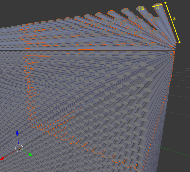 Distribute an cylinder to a hexagonal grid with python