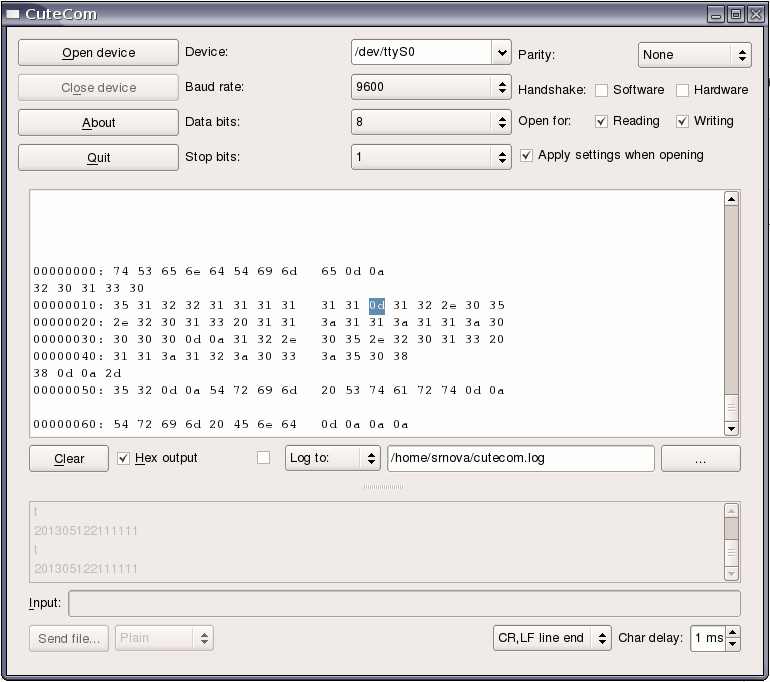 Linux comand line program, serial port) transmistion, Hex Super User
