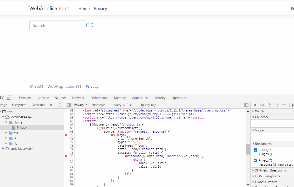 jquery Ajax to populate search box from database Stack