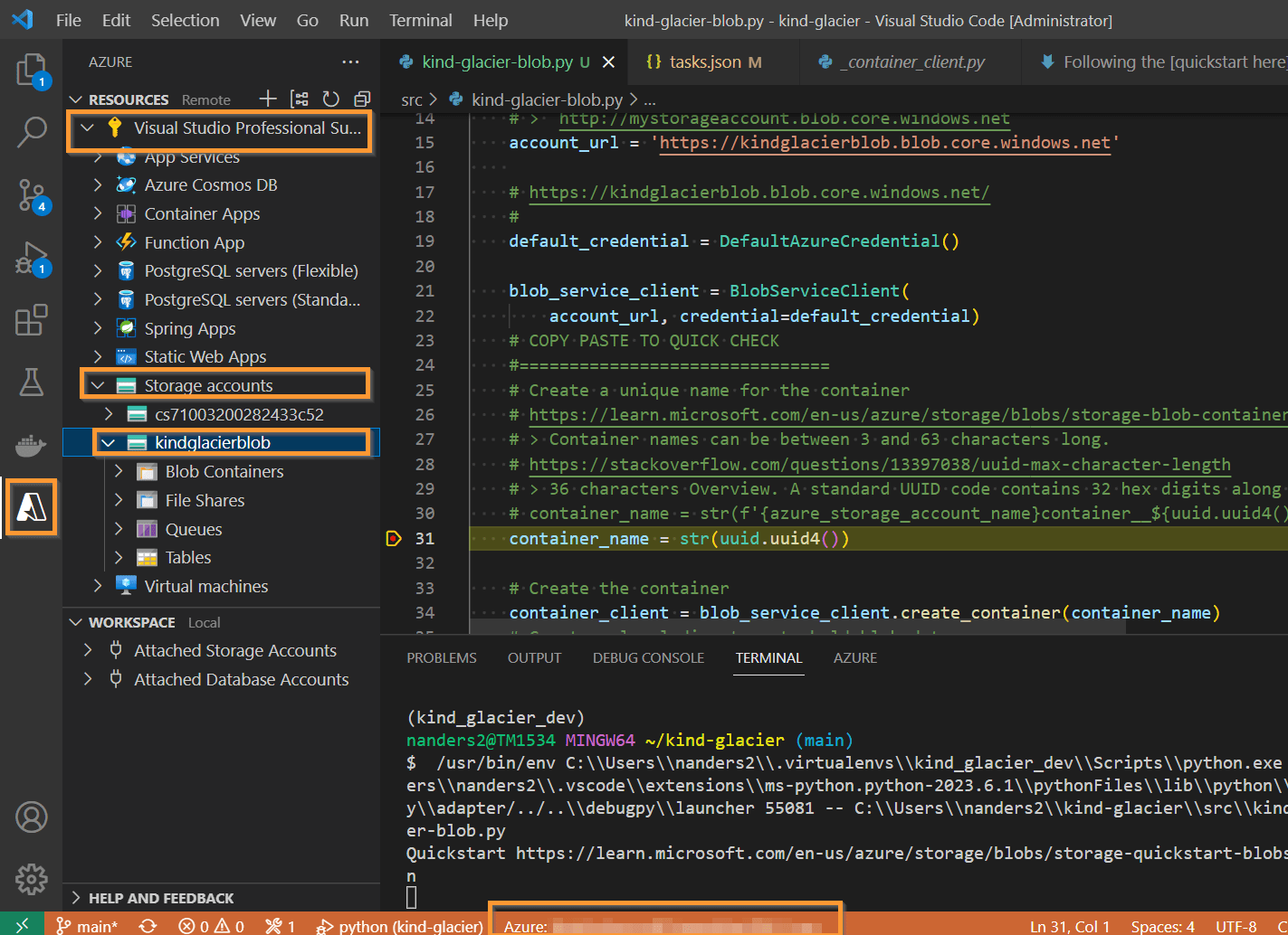 Azure blob storage "Server failed to authenticate the request. Please