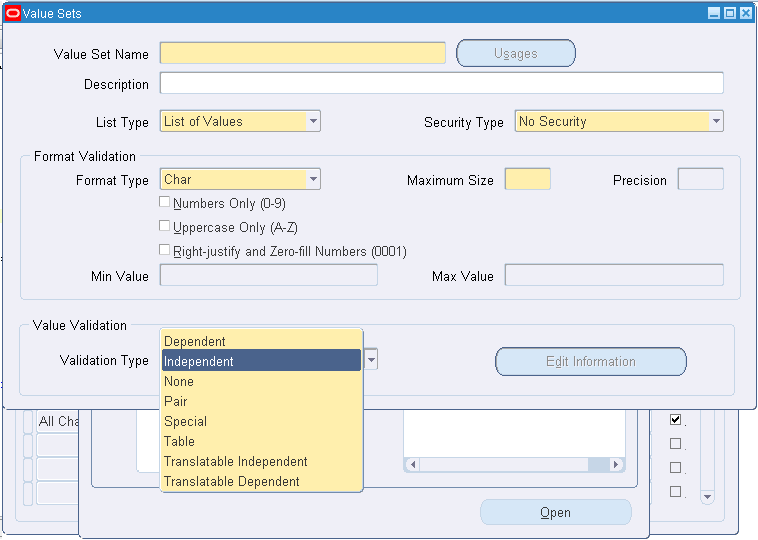 Oracle creating value set with query Stack Overflow