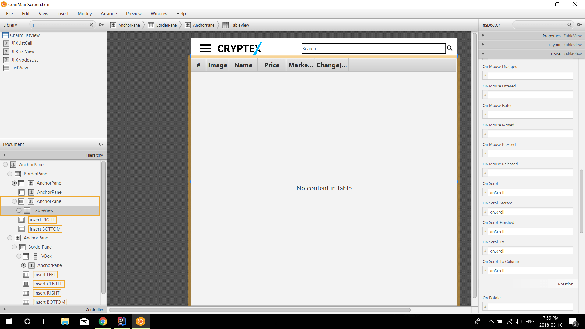 Javafx TableView Scroll not working Stack Overflow