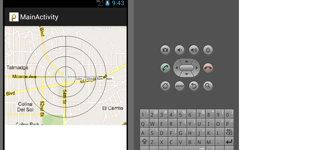 java Draw four circle on the google map by taking current location as