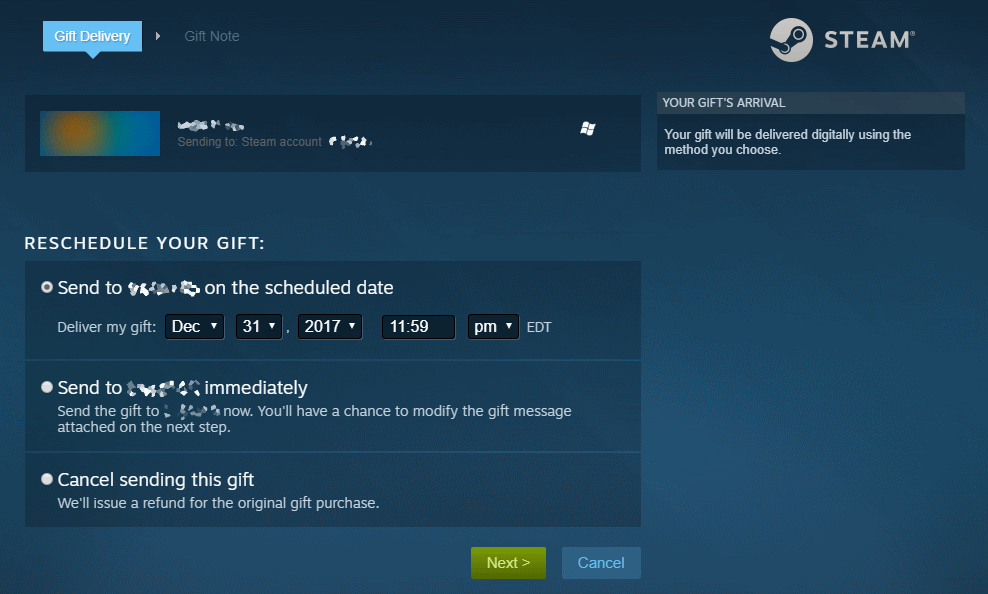 Can Steam gifts be rescheduled under the new gift system introduced on