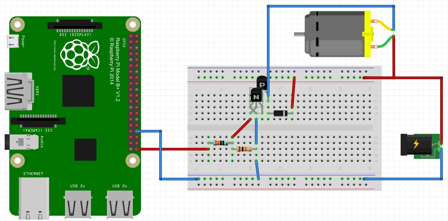 power Rpi GPIO pins + 2N2222 to independently drive two DC12V fans
