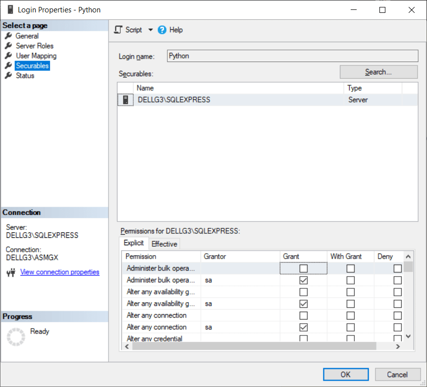 Problem for creating new user in SQL Server Express