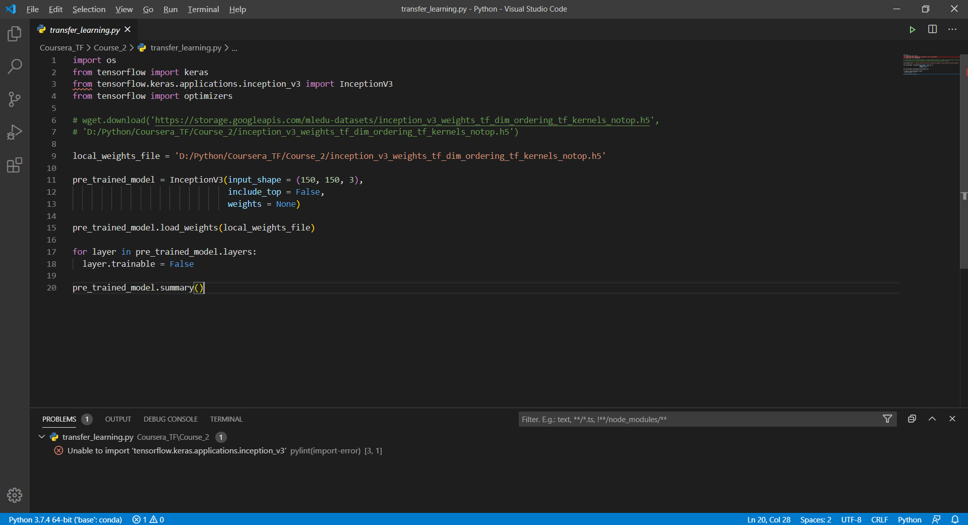 python Unable to import library error in Anaconda base environment