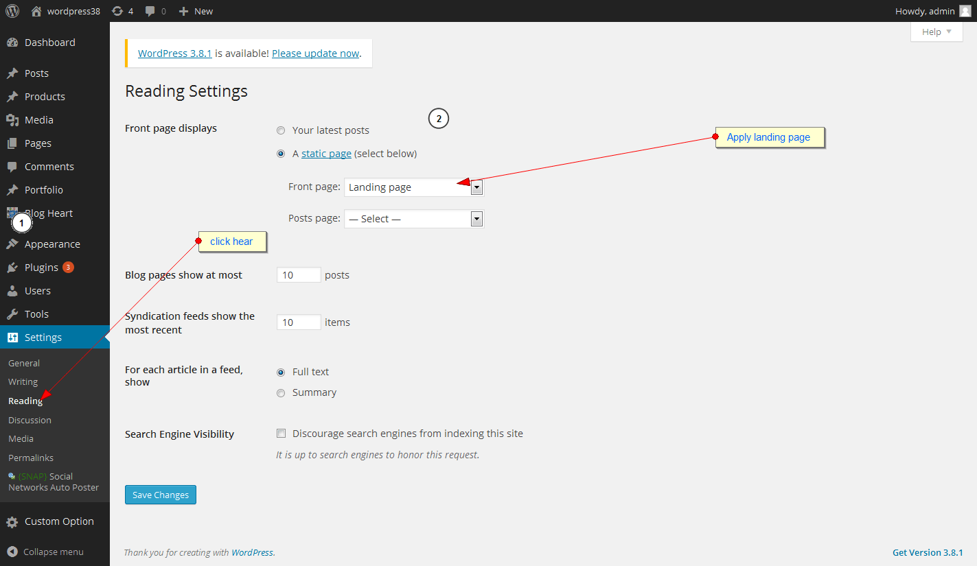 functions how to display a page before the home page WordPress