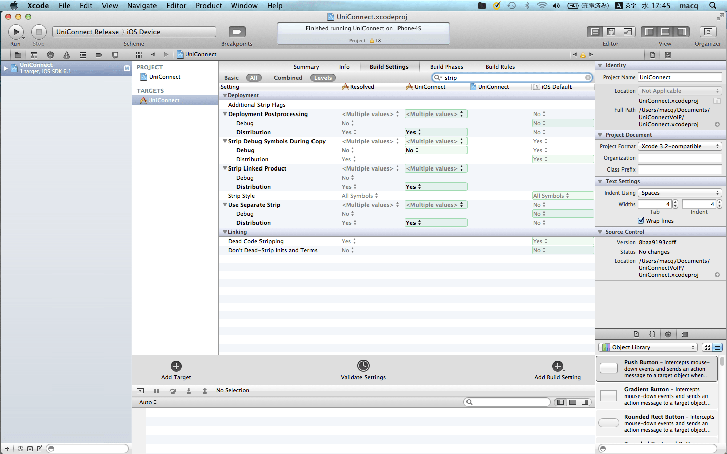 ios Strip symbols for iPhone application Stack Overflow