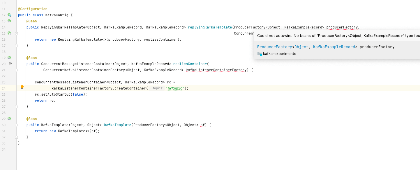 java IntelliJ error Could not autowire, no beans of type found