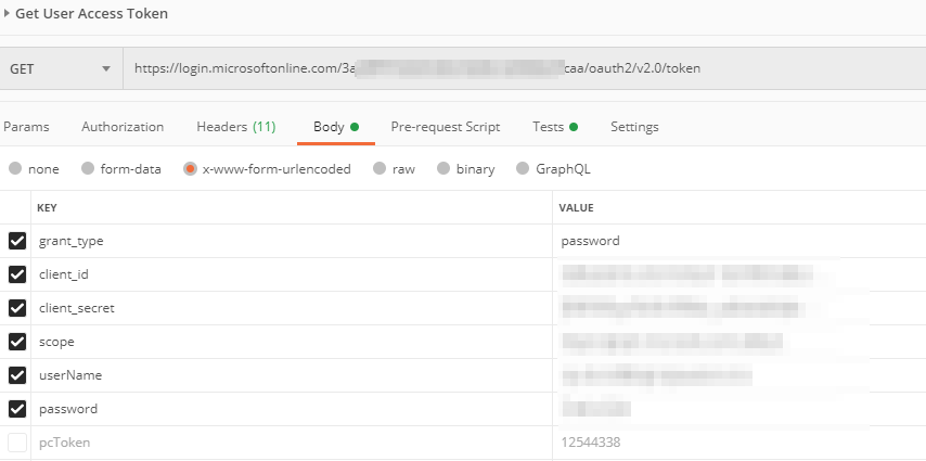 postman MS Graph API Get Access Token w/ MultiFactor