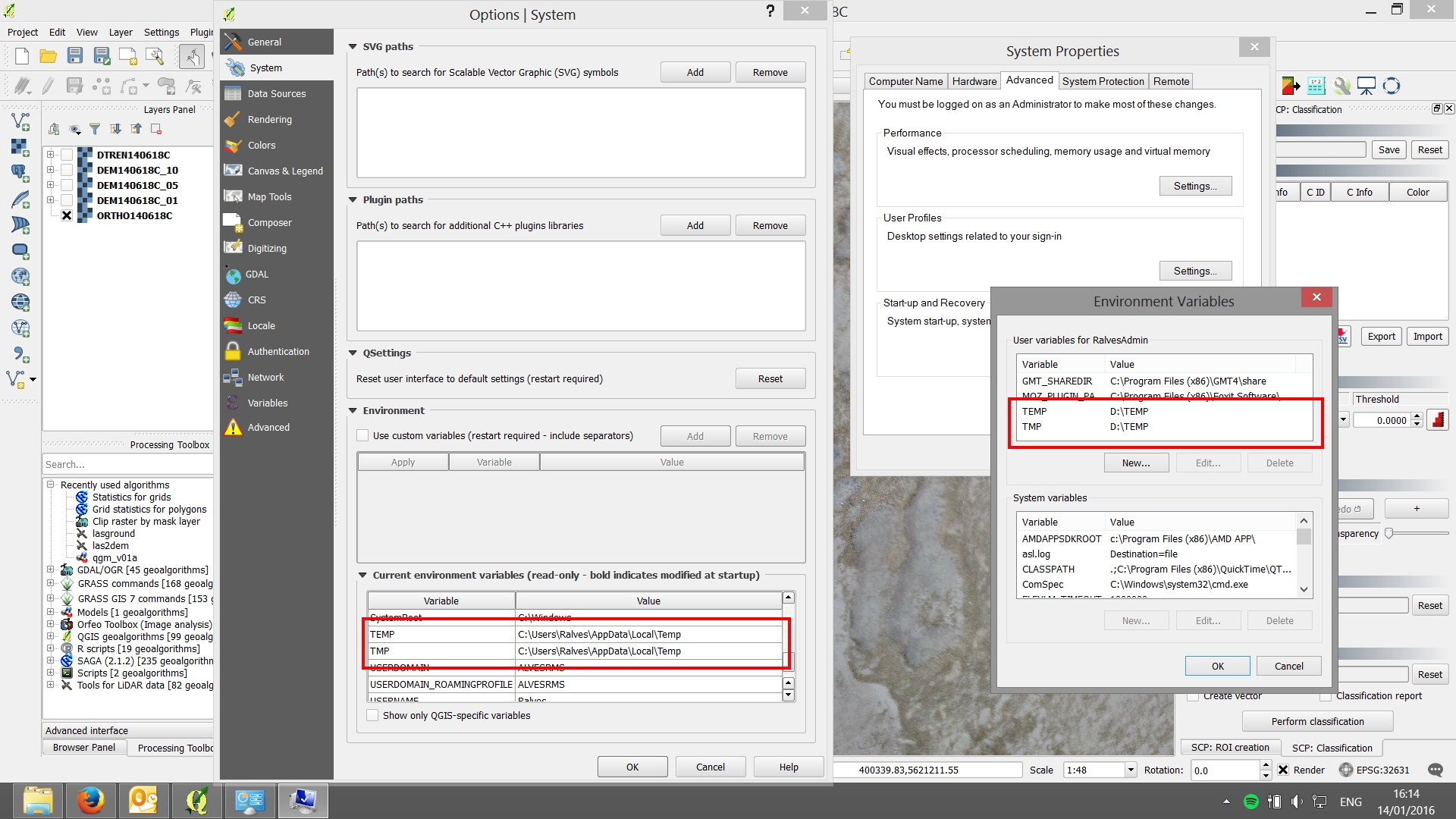 Is there more than one option to change QGIS' temporary folder