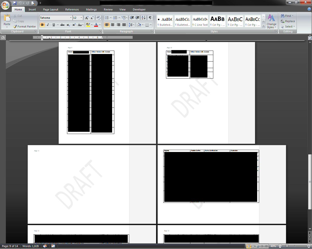 Cannot delete blank page in word after table macserre