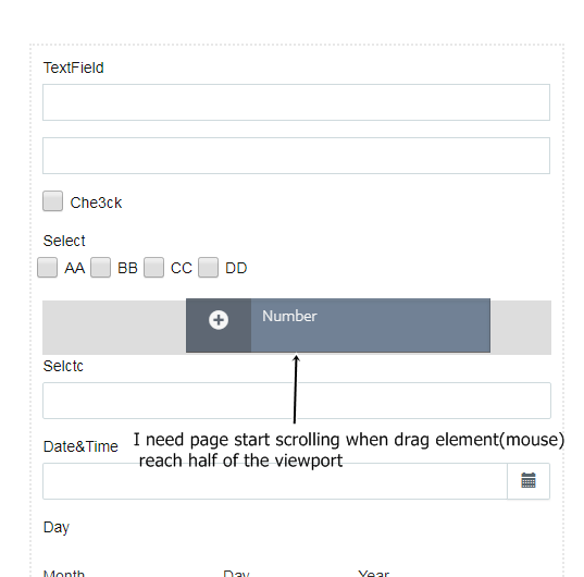 javascript How to change initial position of dragdown scroll in web