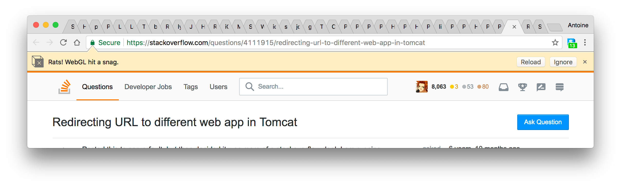 Rats! WebGL hit a snag Meta Stack Overflow